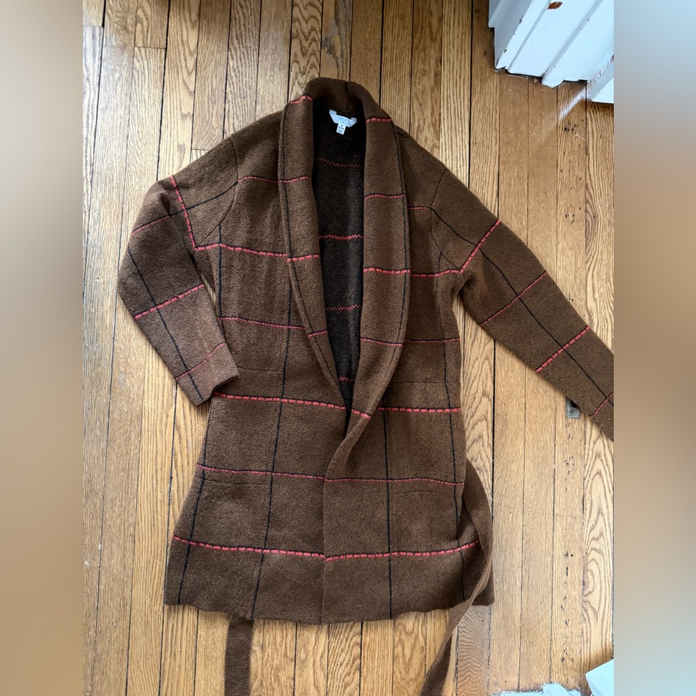 Time and Tru Brown Plaid Cardigan - Size Medium